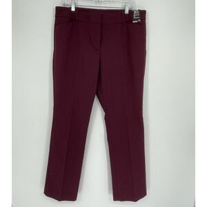 New York & Company Women's Burgundy Signature Fit Straight Leg Trousers Size 14